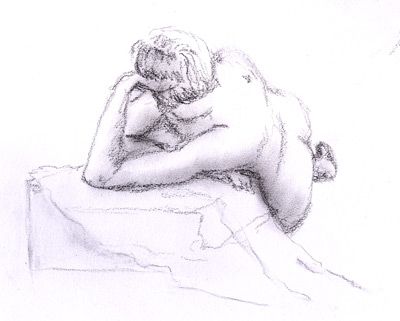 Croquis, liggende kvinde