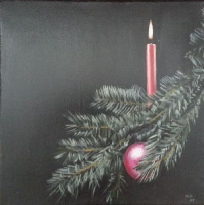 Fir with candlelight and ball