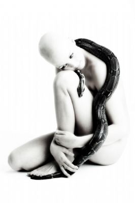 Nude girl with snake