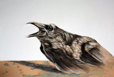 3D surreal bird..pastel on velour paper