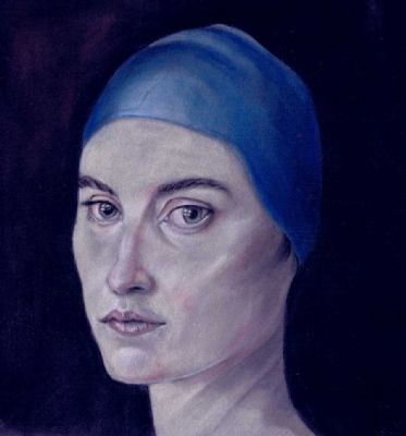 The girl with the blue hat