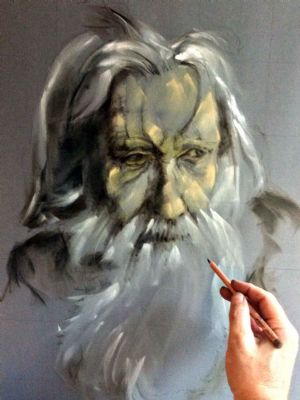 work in progress of old man (pastel)