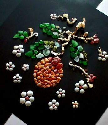 Seashell art ...branch with orange