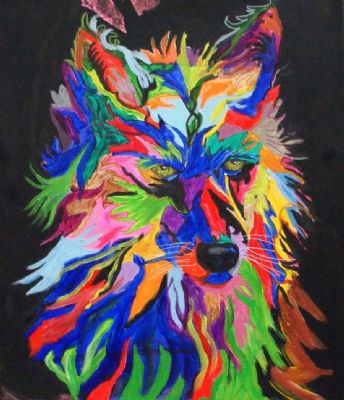 Phykadelisk maleri af en ulv