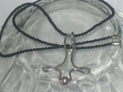 sølvsmykke 925 m/Onyx kæde