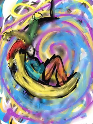Narren der flyver p en banan