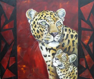 Leopard and kitten