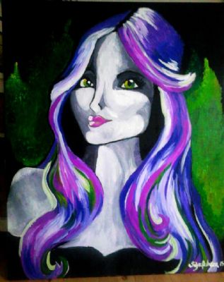 The lady with purple hair